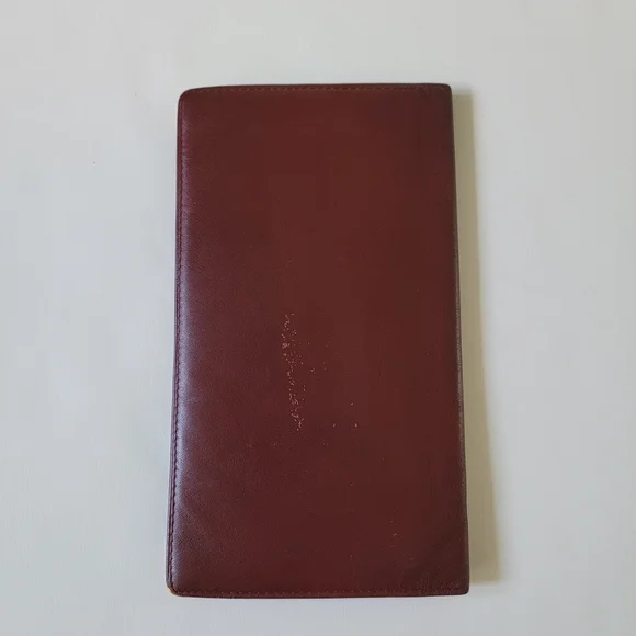 Cartier Paris Burgundy Leather Long Bifold Wallet with Gold Accents - Picture 7 of 8